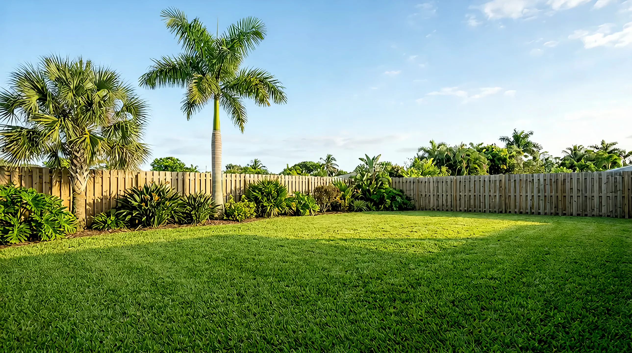 Clean, empty Florida backyard lawn (illustrative)